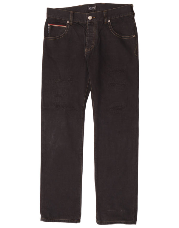 Ανδρικό τζιν Armani Distressed Straight W34 L34 Μαύρο βαμβακερό