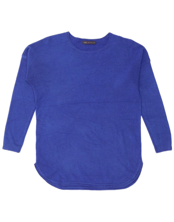 Marks & Spencer Womens Oversized Boat Neck Jumper Sweater UK 10 Small Blue