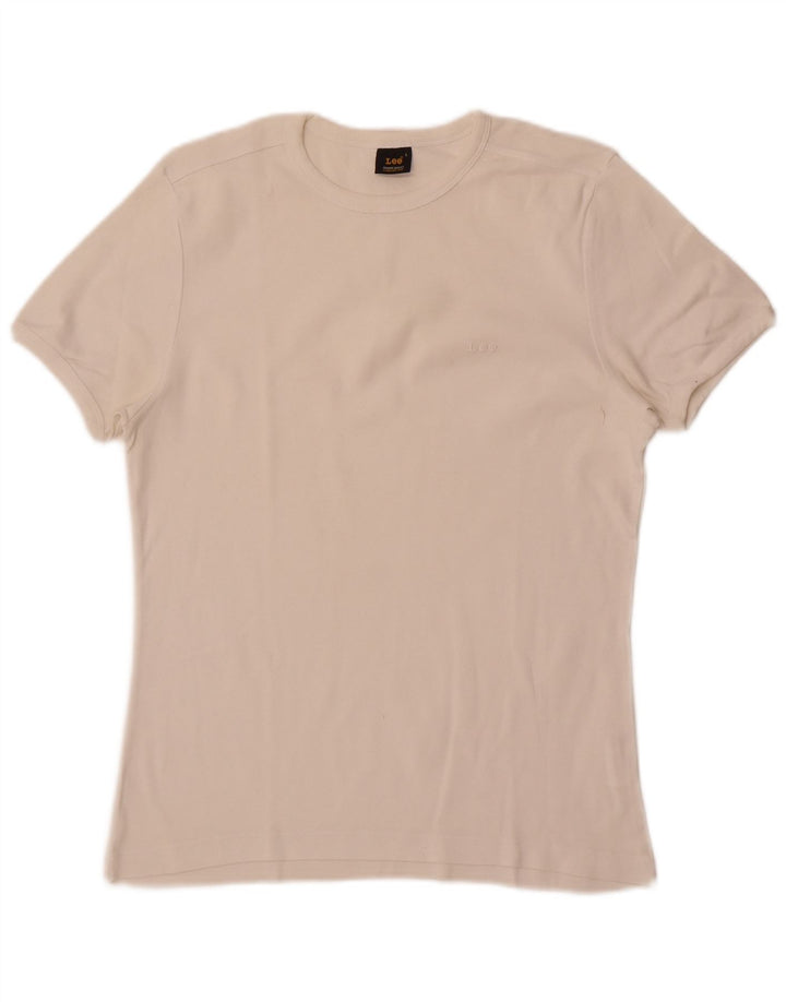 Lee Womens T-Shirt Top UK 14 Large White Cotton