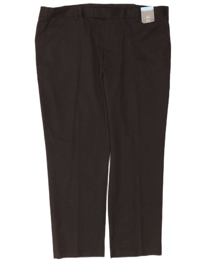 Marks & Spencer Mens Regular Fit Suit Trousers W42 L29 Black Polyester