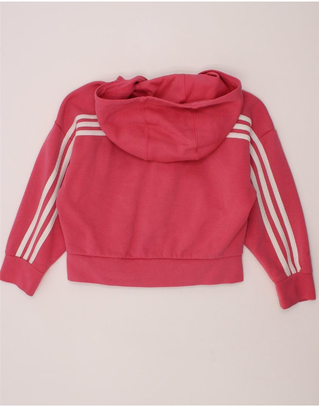 ADIDAS Girls Zip Hoodie Sweater 7-8 Years Pink Cotton Vintage Adidas and Second-Hand Adidas from Messina Hembry 
