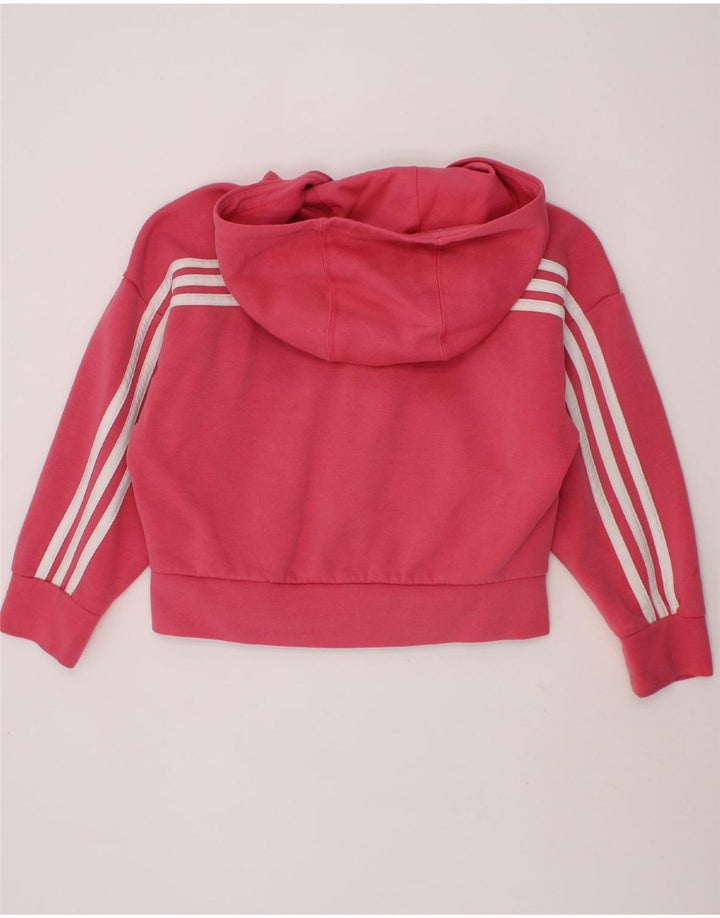 ADIDAS Girls Zip Hoodie Sweater 7-8 Years Pink Cotton Vintage Adidas and Second-Hand Adidas from Messina Hembry 