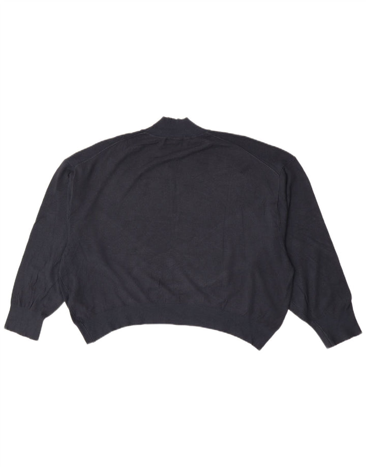 Zara Dame Oversized Turtle Neck Jumper Sweater UK 16 Large Navy Blue