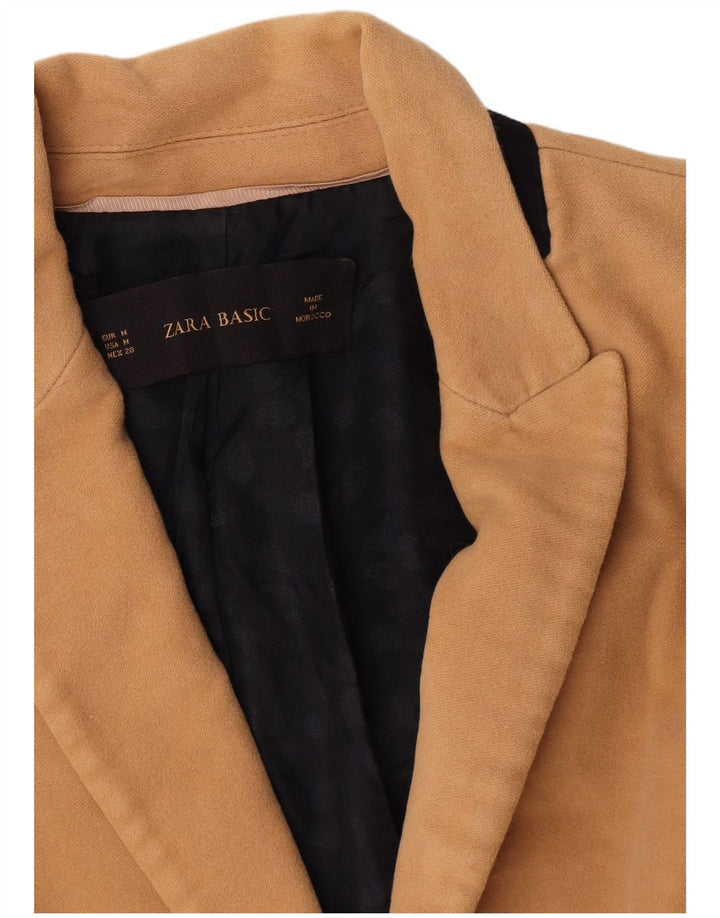 Zara Womens Crop 1-knap blazerjakke UK 12 Medium Beige Acetate