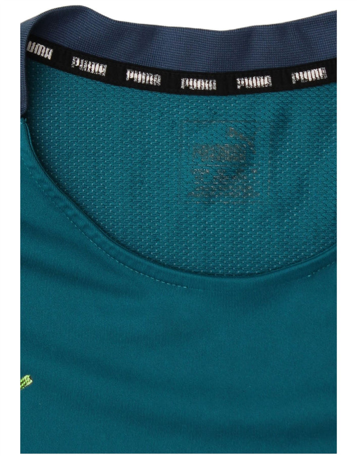 PUMA Mens T-Shirt Top Medium Blue Colourblock Polyester