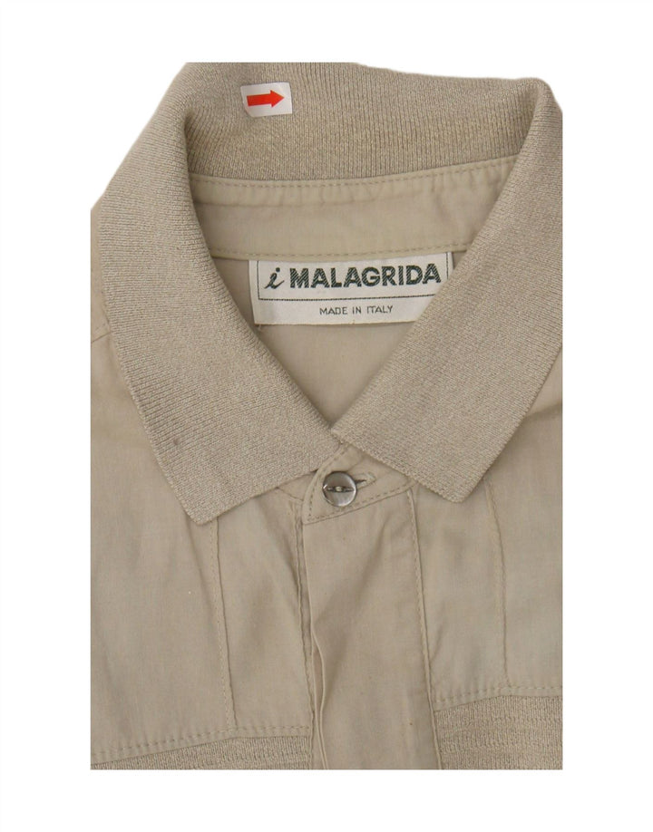 MALAGRIDA Mens Short Sleeve Pullover Shirt Large Beige Vintage Malagrida and Second-Hand Malagrida from Messina Hembry 