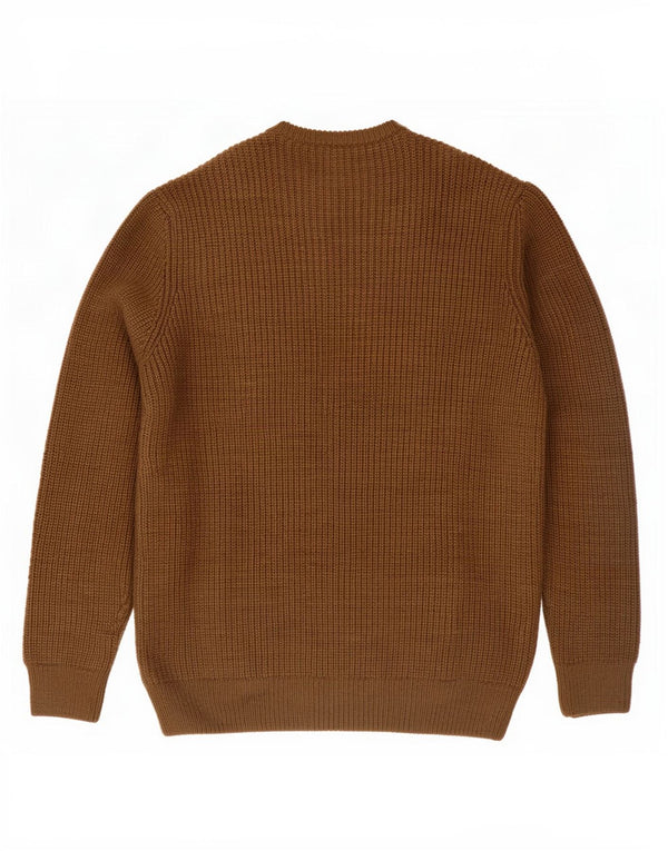 Zara Herre Crew Neck Jumper Sweater XL Brun Colourblock Akryl