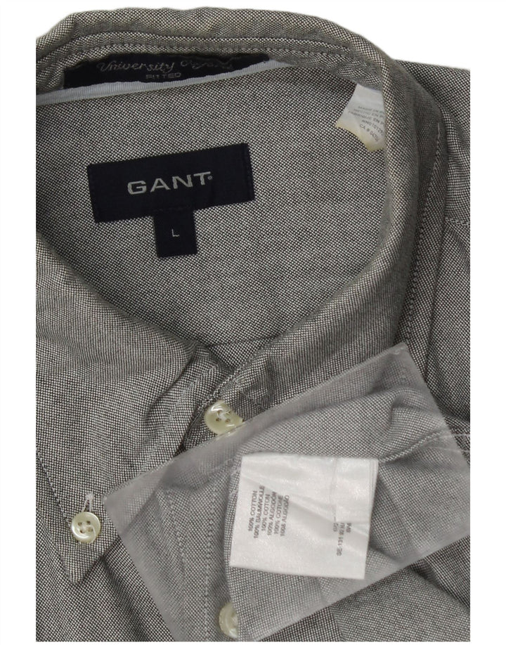 Gant Boys Fitted Shirt 15-16 Years Large Grey Flecked Cotton