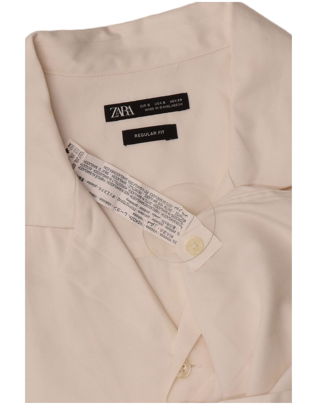 Мужская рубашка с коротким рукавом Zara, маленькая белая вискоза