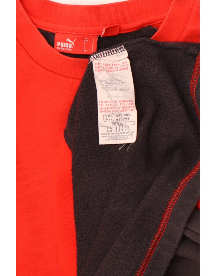 PUMA Mens Graphic Sweatshirt Jumper Large Red Colourblock Cotton