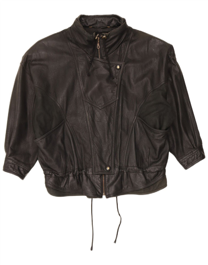 Νέο Fast Γυναικείο Oversized Δερμάτινο Μπουφάν IT 44 Medium Black