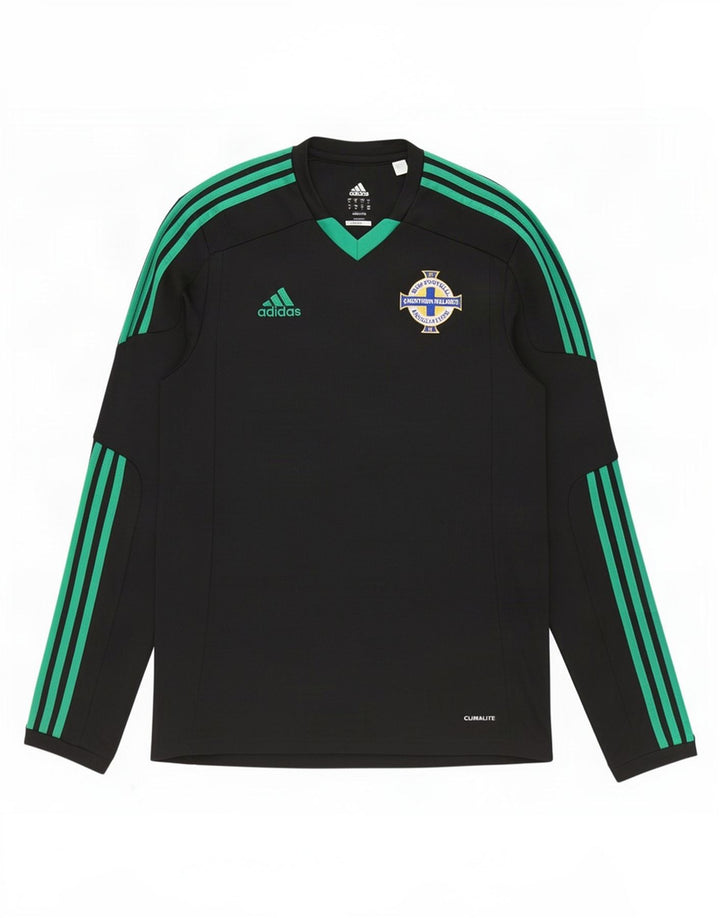 Adidas Maglia da calcio irlandese da uomo a manica lunga media nera in poliestere