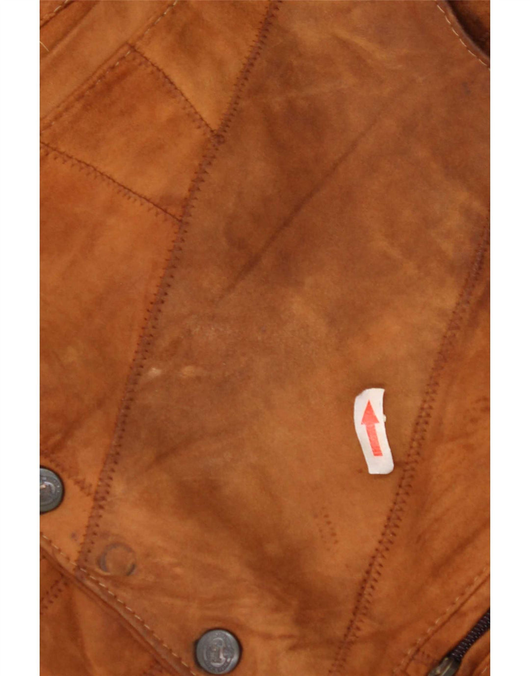 Vintage hombres ante chaleco grande marrón patchwork cuero