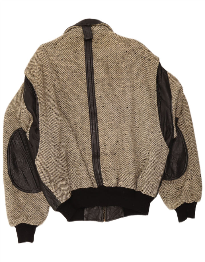 Giacca in pelle vintage da uomo IT 54 XL Colorblock nera