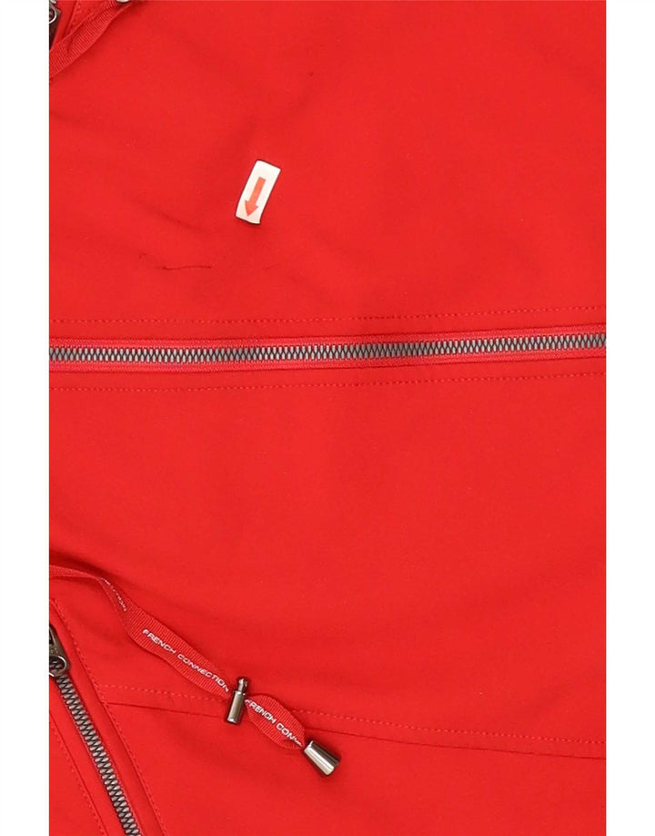 French Connection Damen-Regenjacke mit Kapuze, reguläre Passform, UK 14, Größe L, Rot