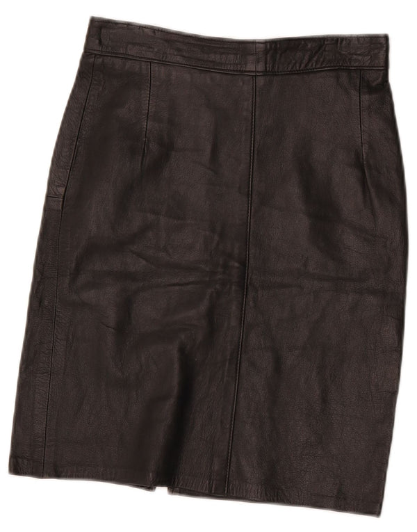 Vintage Γυναικεία Ψηλόμεση Δερμάτινη Φούστα IT 42 Medium W26 Μαύρη