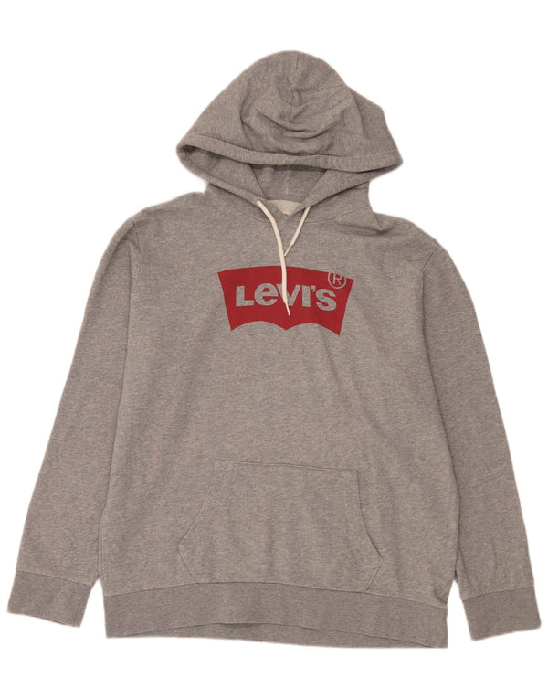 Levi's Pull à Capuche Graphique Homme Gris Coton Large
