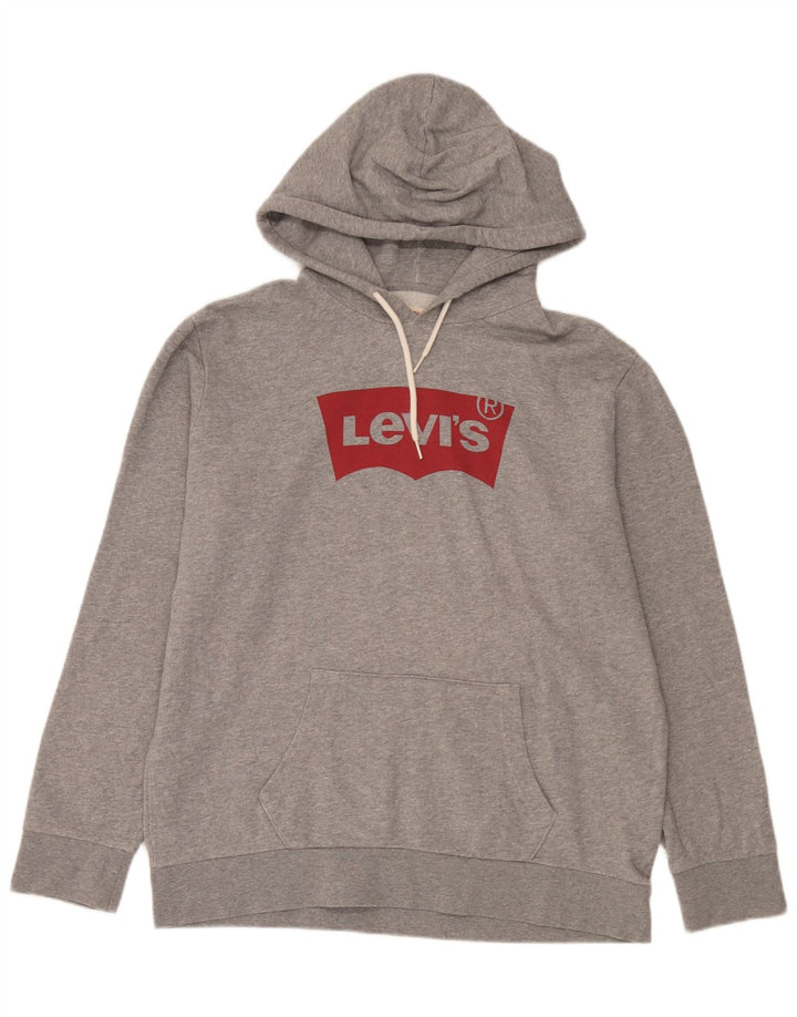 Levi's Pull à Capuche Graphique Homme Gris Coton Large