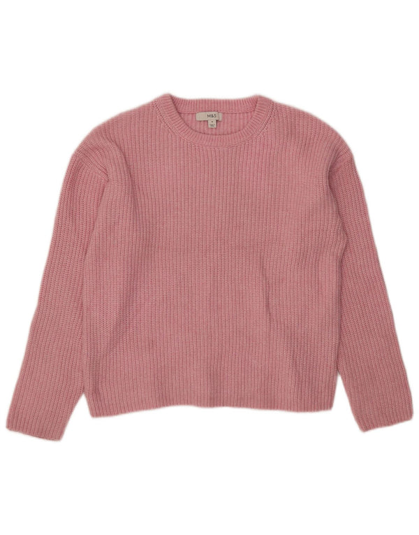 Marks & Spencer Dame Boat Neck Jumper Sweater UK 14 Medium Pink Polyester