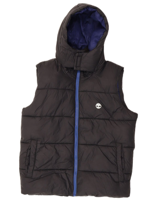 Timberland Boys Hooded Padded Gilet 13-14 Years Small Black Polyamide