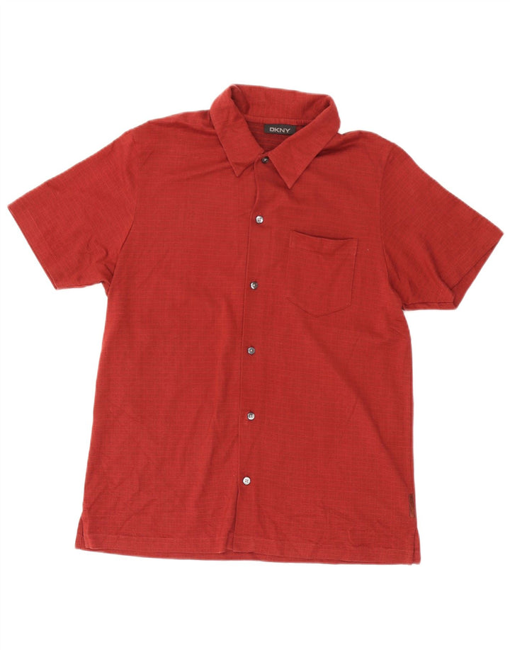 Dkny Mens Short Sleeve Shirt Medium Red Geometric Cotton