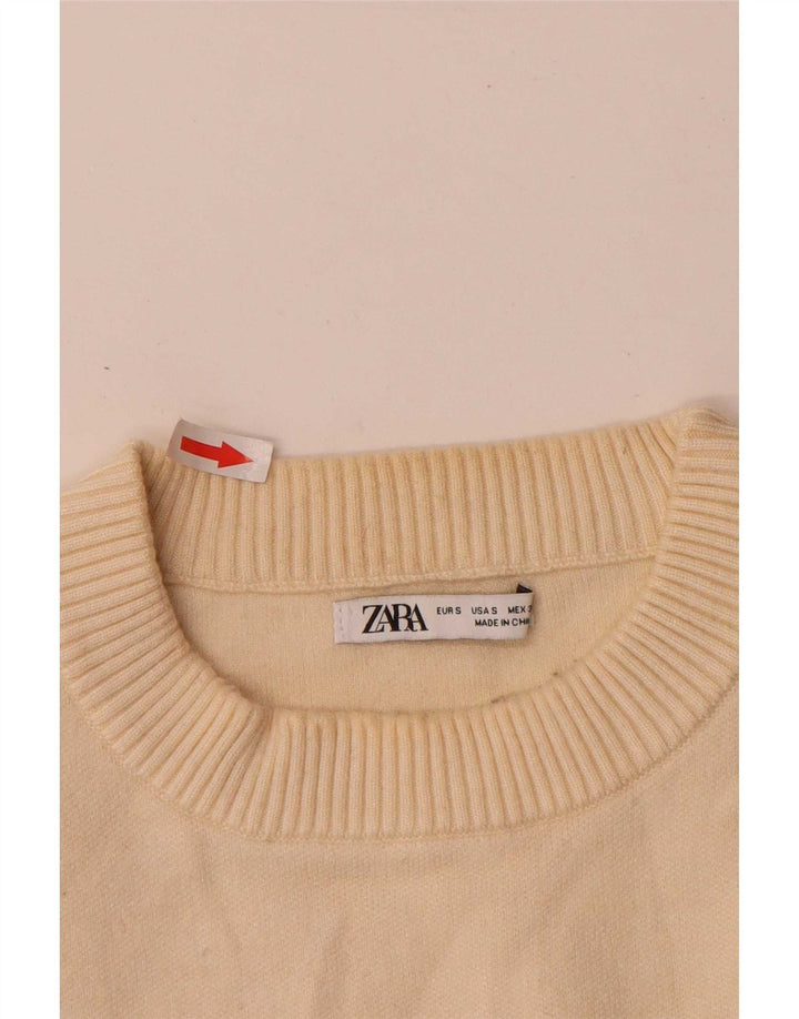 Мужской джемпер с круглым вырезом Zara, маленький бежевый из вискозы
