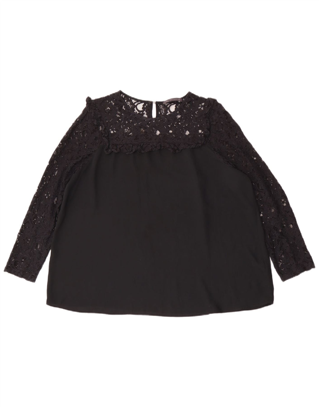 Marks & Spencer Womens Long Sleeve Oversized Blouse Top UK 16 Large Black