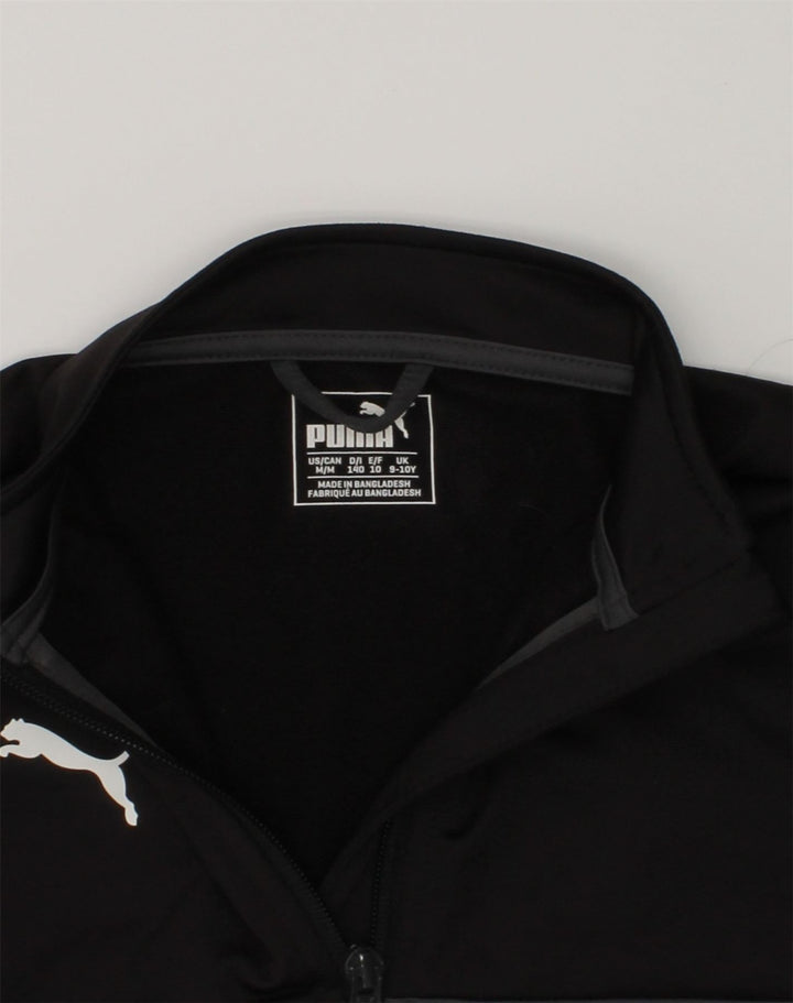 PUMA Boys Tracksuit Top Jacket 9-10 Years Black Colourblock Polyester | Vintage Puma | Thrift | Second-Hand Puma | Used Clothing | Messina Hembry 