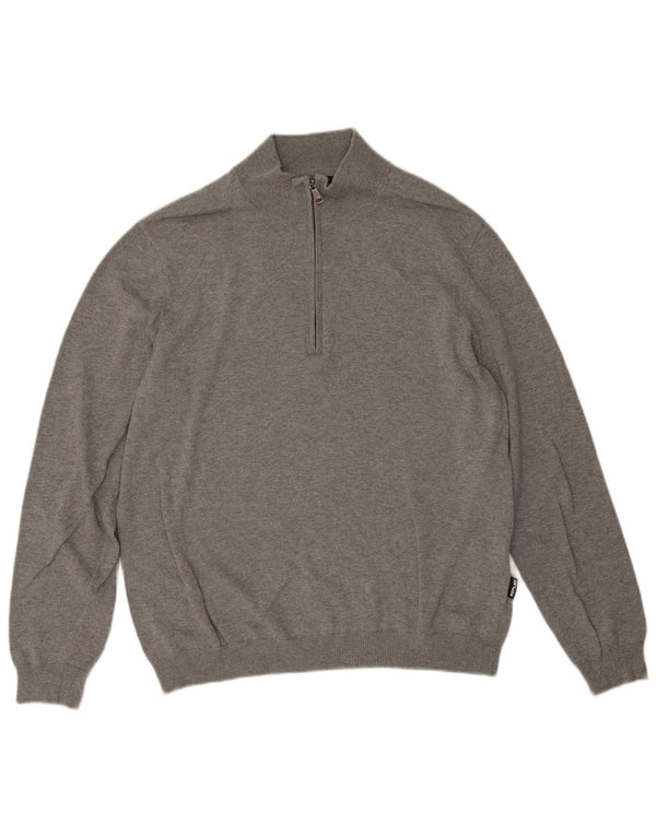 Replay Mens Zip Neck Jumper Sweater Large Grey Cotton