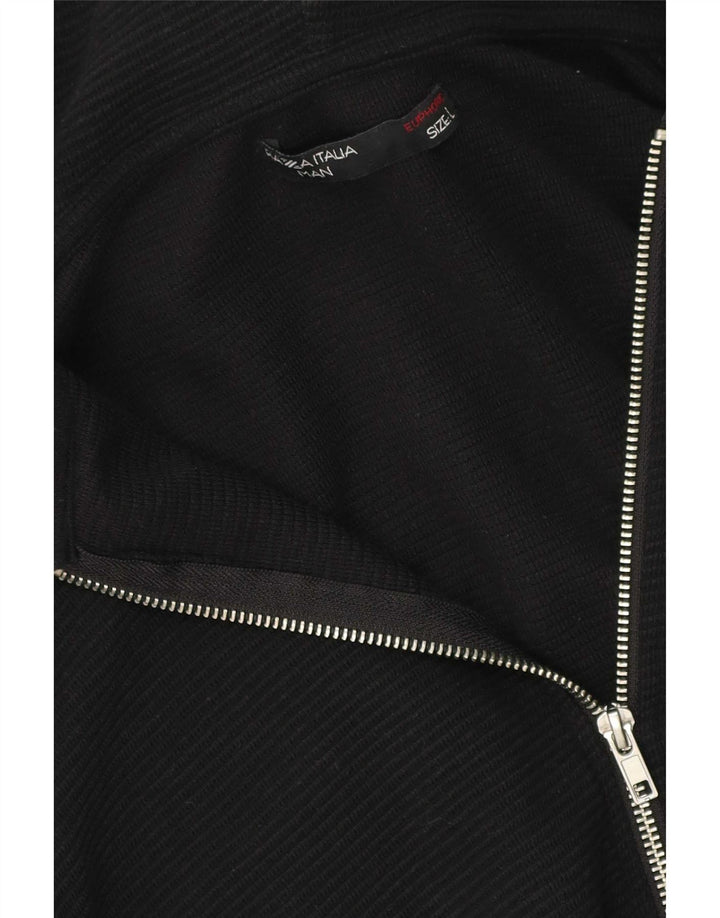 PIAZZA ITALIA Mens Regular Fit Zip Hoodie Sweater Large Black