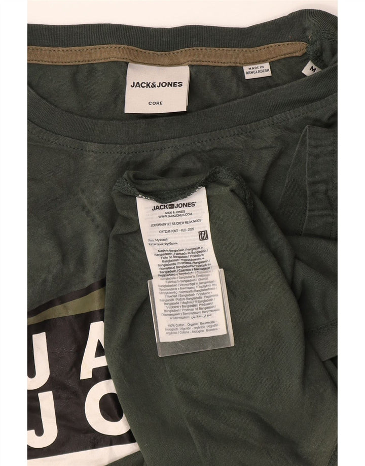 Jack & Jones Mens Graphic T-Shirt Top Medium Green Cotton