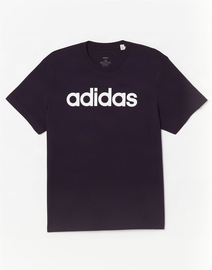 Adidas Mens Graphic T-Shirt Top Medium Navy Blue Cotton
