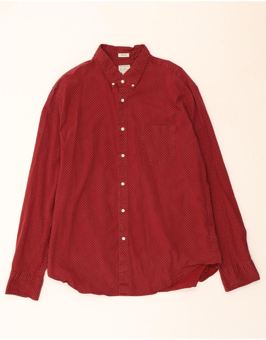 J. CREW Mens Stretch Classic Fit Shirt XL Red Polka Dot Cotton Vintage J. Crew and Second-Hand J. Crew from Messina Hembry 