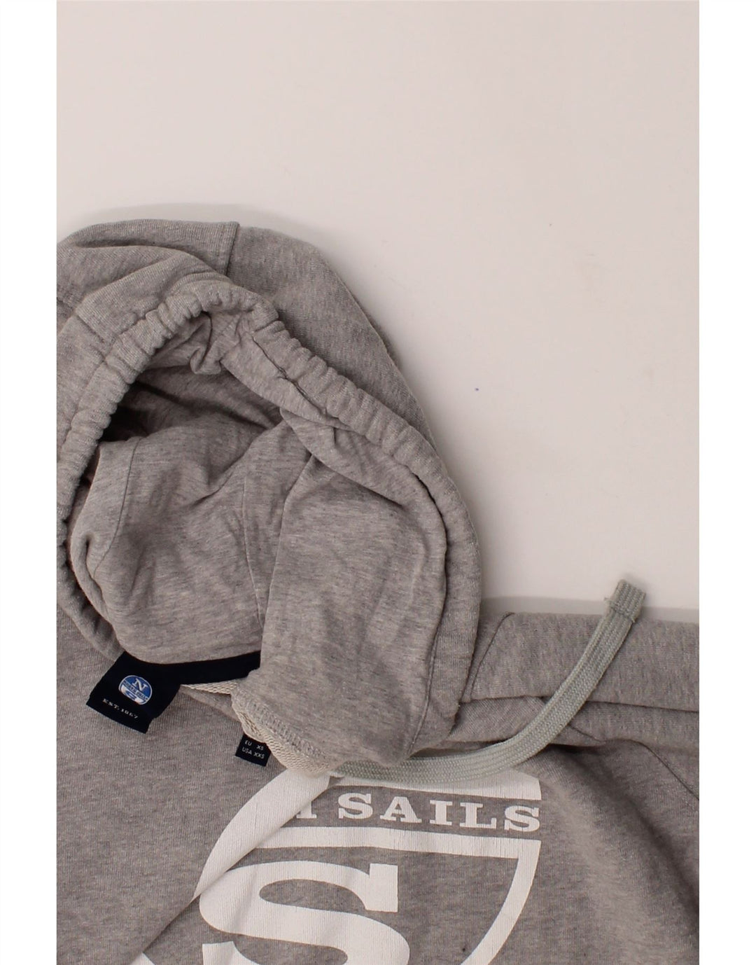 NORTH SAILS Mens Graphic Hoodie Jumper XS Grey Cotton Vintage North Sails and Second-Hand North Sails from Messina Hembry 