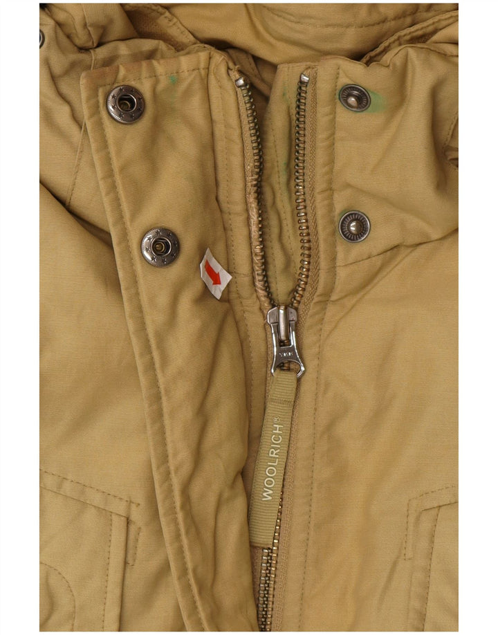 WOOLRICH Womens Hooded Padded Jacket UK 10 Small Beige Cotton