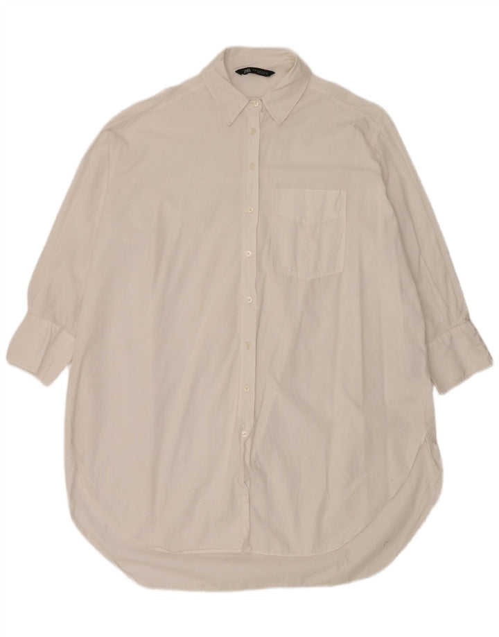 ZARA Womens Oversized Shirt Dress UK 14 Medium White Cotton