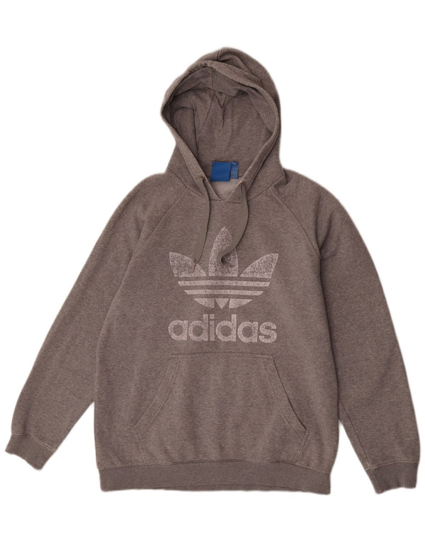 Felpa con cappuccio grafica da uomo Adidas Large in cotone grigio