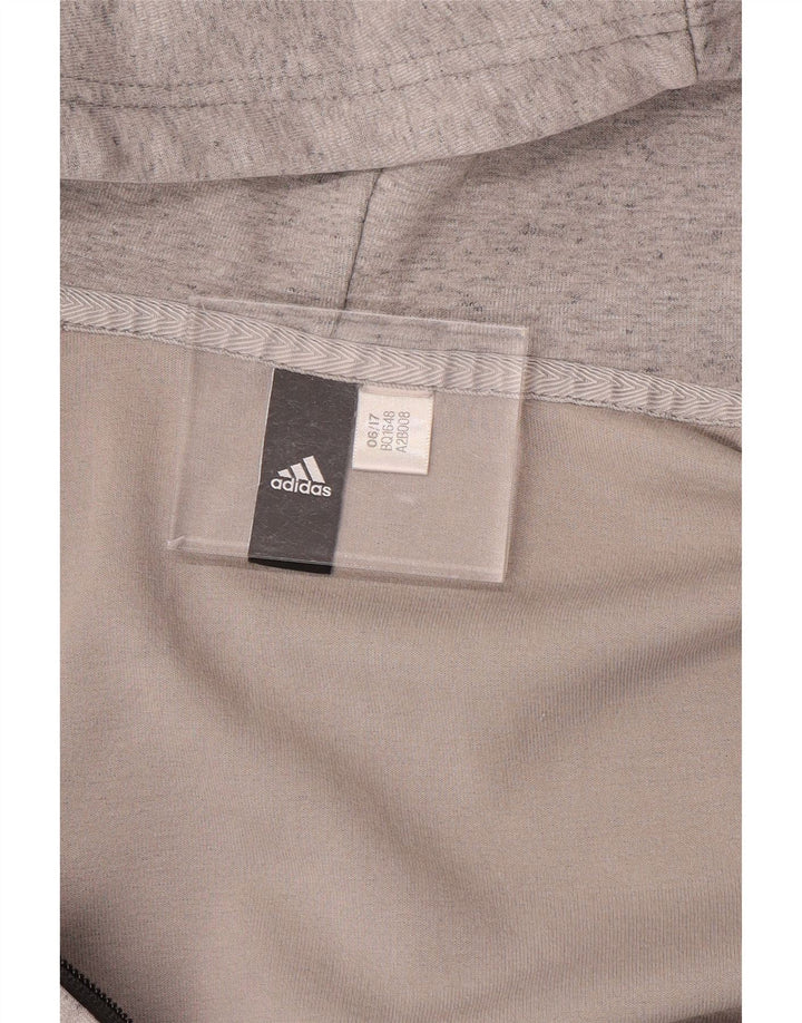 ADIDAS Mens Zip Hoodie Sweater Large Grey Flecked