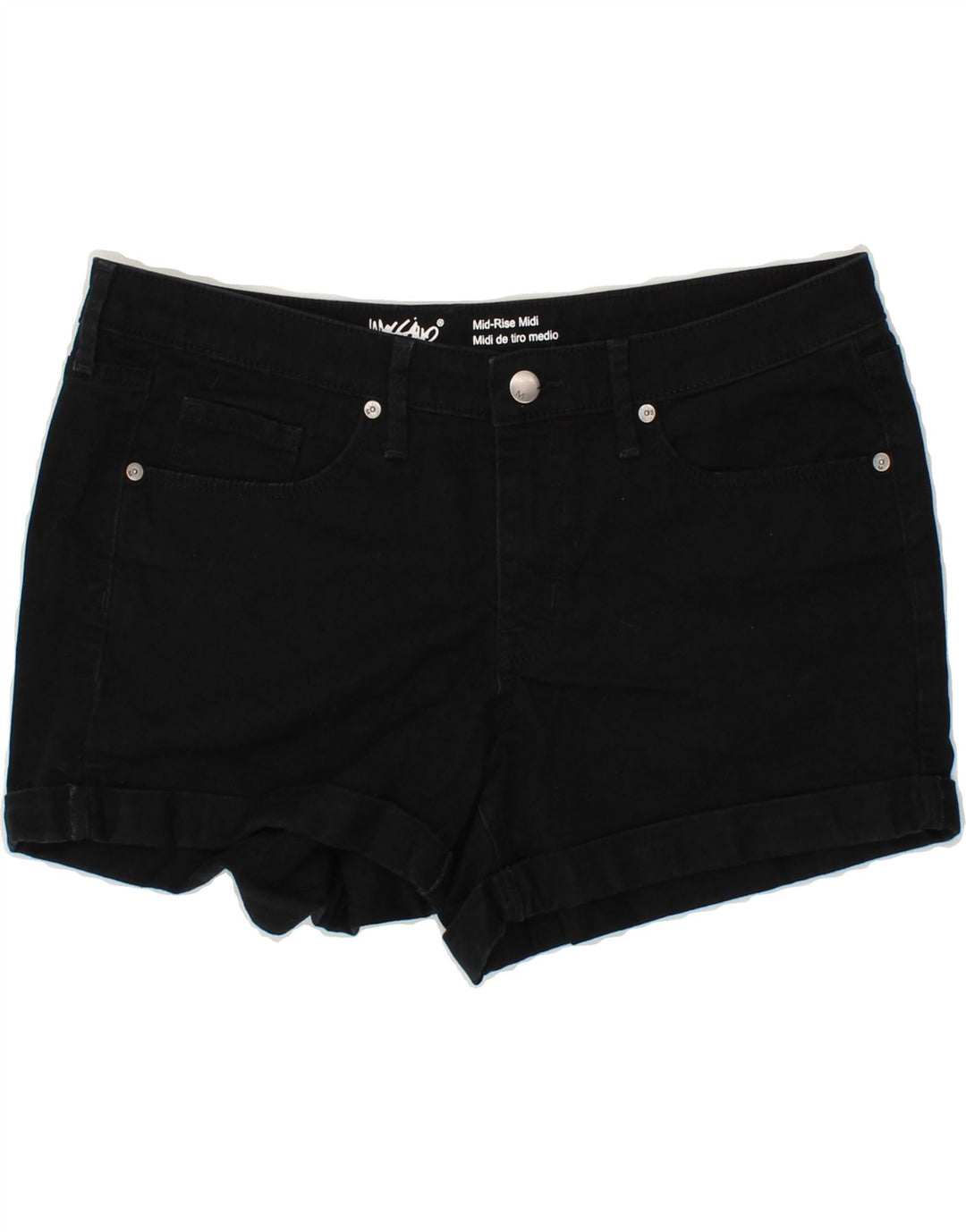 MOSSIMO Womens Mid Rise Denim Shorts US 12 Large W31 Black Cotton Vintage Mossimo and Second-Hand Mossimo from Messina Hembry 