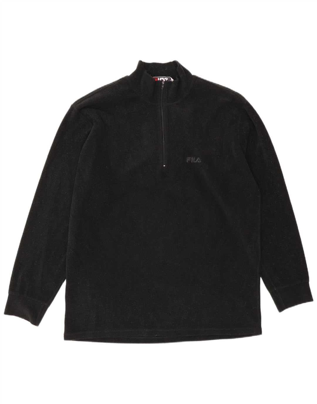 Fila Mens Zip Neck Fleece Jumper IT 52/54 Large Black