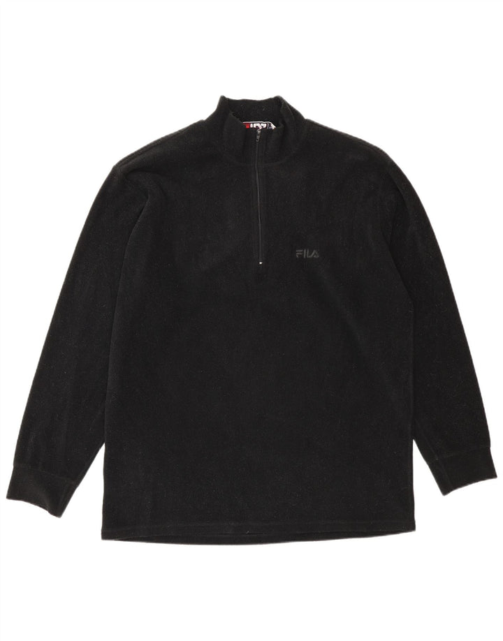 Fila Mens Zip Neck Fleece Jumper IT 52/54 Large Black