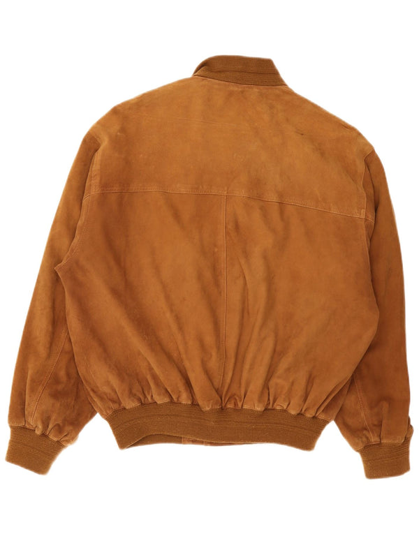 Giubbotto bomber vintage in pelle scamosciata da uomo IT 48 Marrone medio