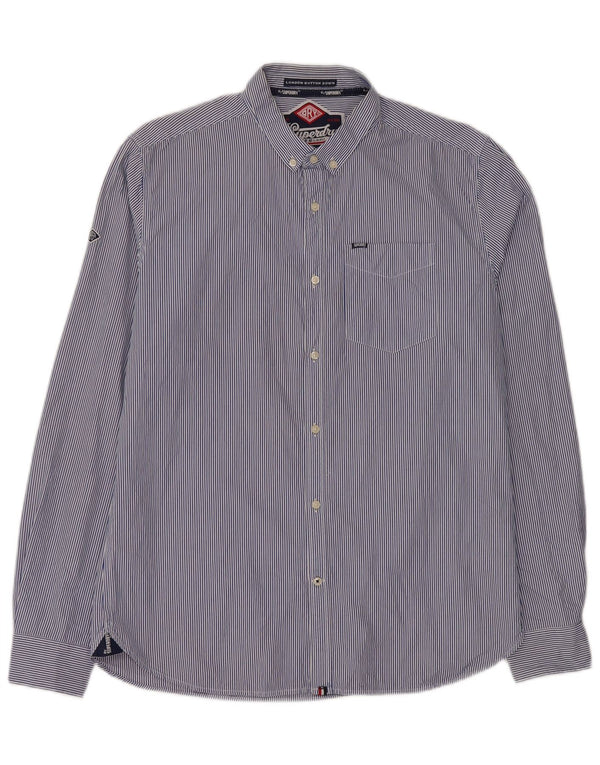 Camicia da uomo Superdry XL in cotone gessato blu