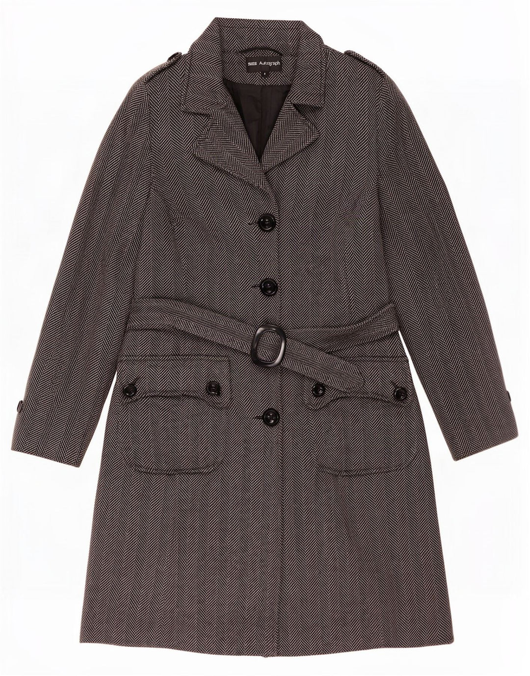 Marks & Spencer Abrigo autógrafo para mujer UK 8 Small Lana en espiga gris