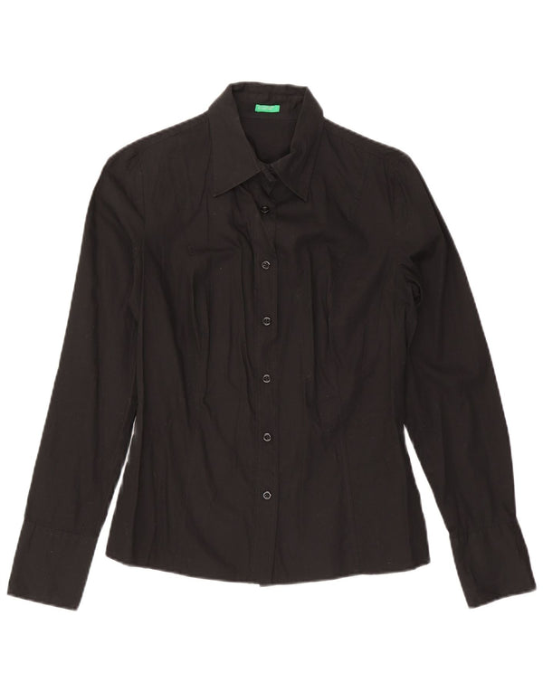 Benetton Womens Shirt UK 12 Medium Black Cotton