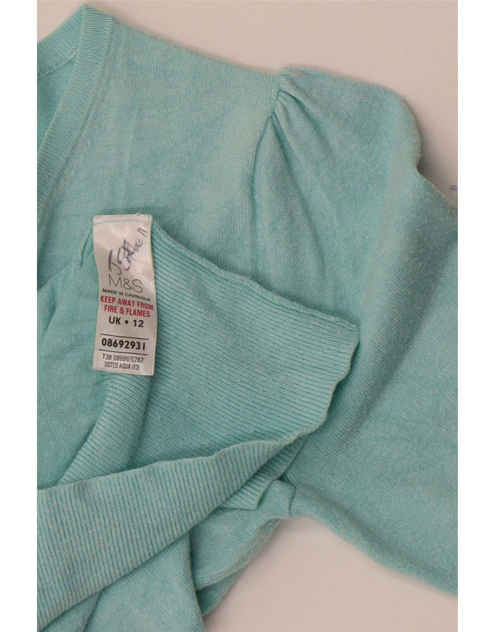 Marks & Spencer Womens Cardigan Sweater UK 12 Medium Turquoise Viscose