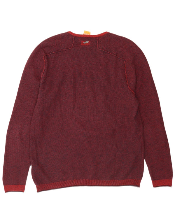 Hugo Boss Mens Crew Neck Jumper Sweater Large Burgundy Cotton