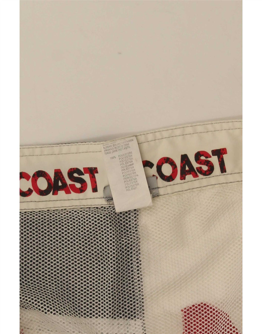 Vintage Mens Graphic Swimming Shorts Medium  White Colourblock Polyester
