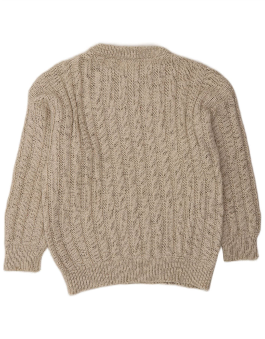 VINTAGE Mens Crew Neck Jumper Sweater Large Beige
