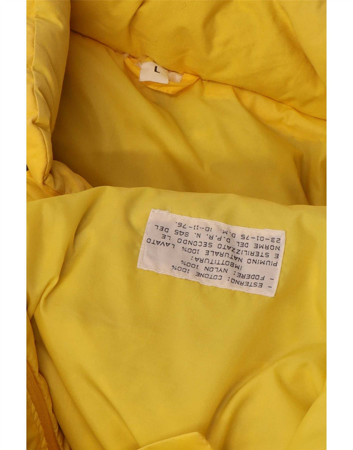 Rainbow Mens Hooded Padded Ski Jacket UK 40 Large Yellow Cotton